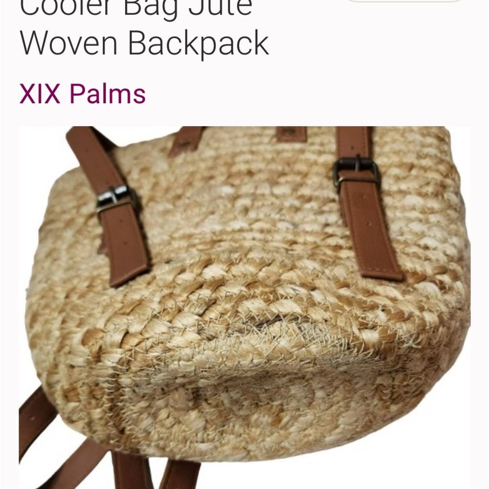 Tan Jute Woven Backpack
